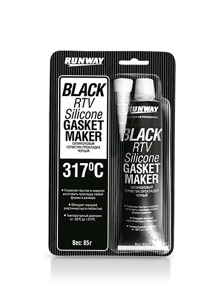 Силиконовый герметик-прокладка (черный) RUNWAY RW8501, фото  - Метэкс