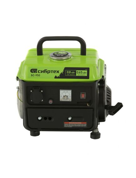 Генератор бенз. (0,65 - 0,8 кВт, 220 В, 4л, ручной стартер) СИБРТЕХ БС-950 (94665), фото , изображение 2 - Метэкс