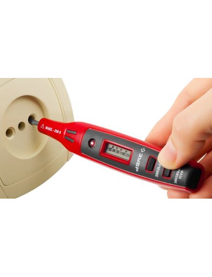 Тестер напряжения цифровой 12-220В со световым индикатором ЗУБР 45240, фото , изображение 3 - Метэкс