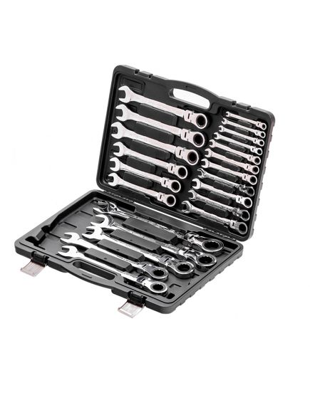 Набор ключей комбинированных трещоточных 8-32 мм  шарнирные 13 шт MATRIX 14798, фото , изображение 2 - Метэкс