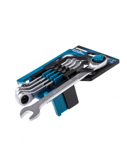 Набор ключей комбинированных трещоточных 8-17 мм 5 шт GROSS 14858, фото , изображение 3 - Метэкс