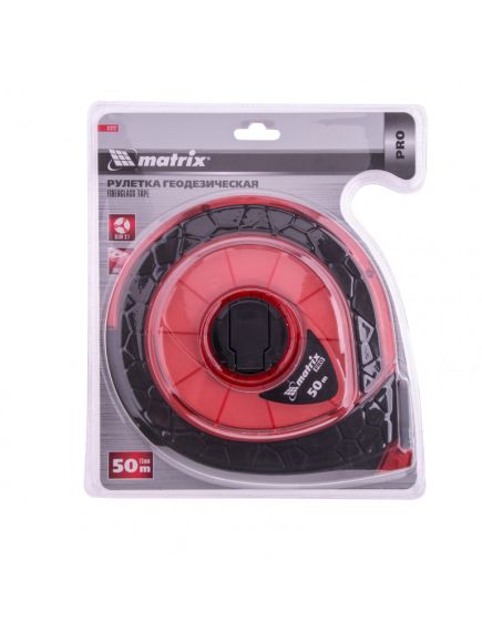 Рулетка геодезическая 50 м х 15 мм фибергласовая лента ПВХ закрытый корпус MATRIX 31272, фото , изображение 4 - Метэкс