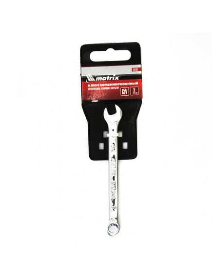 Ключ комбинированный 7 мм полированный хром MATRIX 15151, фото , изображение 2 - Метэкс