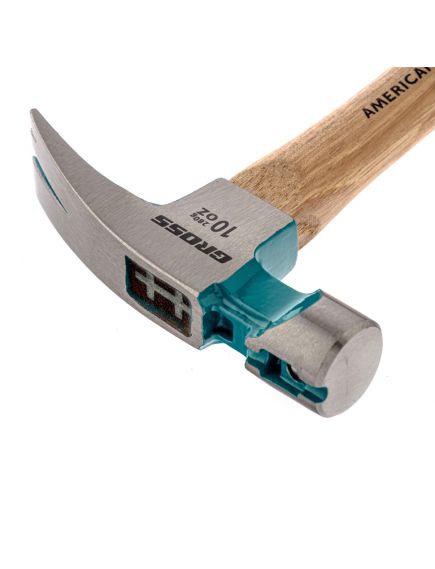 Молоток-гвоздодер 280 г c магнитом обрезиненная рукоятка American hickory GROSS 10417, фото , изображение 2 - Метэкс