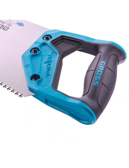 Ножовка по дереву 550 мм 7-8 TPI "PIRANHA" каленый зуб 3D двухкомпонентная рукоятка GROSS 24102, фото , изображение 3 - Метэкс