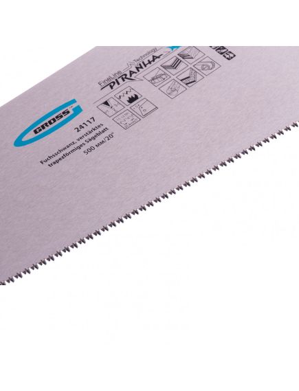 Ножовка по дереву 500 мм 11-12 TPI "PIRANHA" каленый зуб 3D  усиленное полотно GROSS 24117, фото , изображение 2 - Метэкс