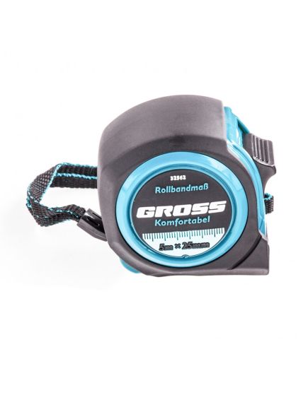 Рулетка 5 м х 25 мм "Komfortabel" обрезиненый корпус GROSS 32562, фото , изображение 2 - Метэкс