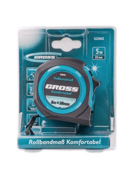 Рулетка 5 м х 25 мм "Komfortabel" обрезиненый корпус GROSS 32562, фото , изображение 4 - Метэкс