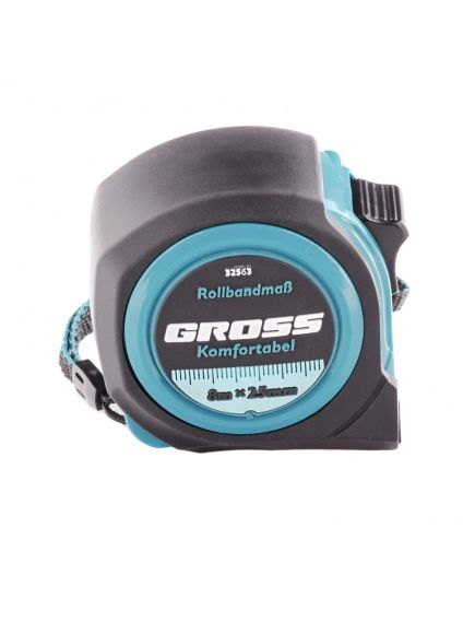 Рулетка 8 м х 25 мм "Komfortabel" обрезиненый корпус GROSS 32563, фото , изображение 2 - Метэкс
