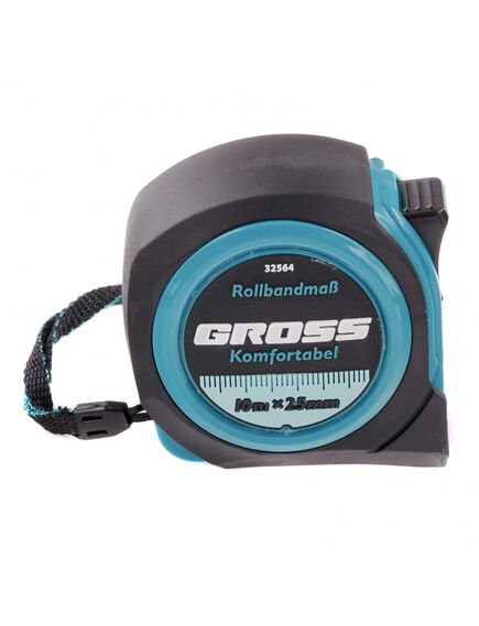 Рулетка 10 м х 25 мм "Komfortabel" обрезиненый корпус GROSS 32564, фото , изображение 2 - Метэкс