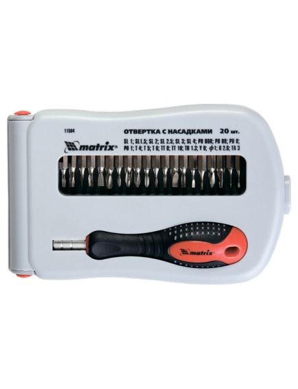 Отвертка для точных работ 22 предмета Fusion в пластиковом пенале MATRIX 11584, фото , изображение 4 - Метэкс