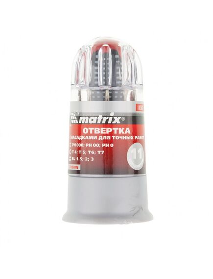 Отвертка для точных работ 11 предметов Fusion в пластиковом пенале MATRIX 11582, фото , изображение 2 - Метэкс