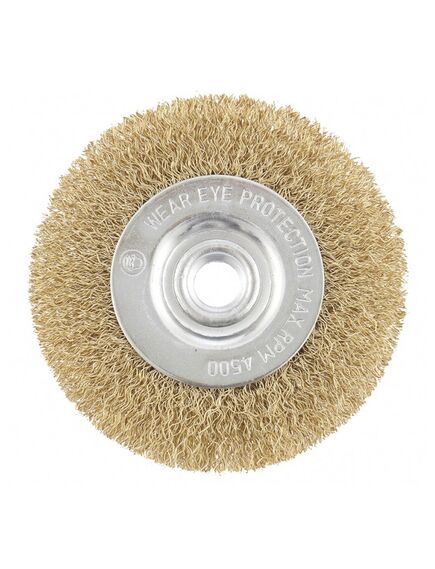 Щетка для УШМ 125 мм М14 плоская латунированная витая проволока MATRIX 74651, фото , изображение 2 - Метэкс