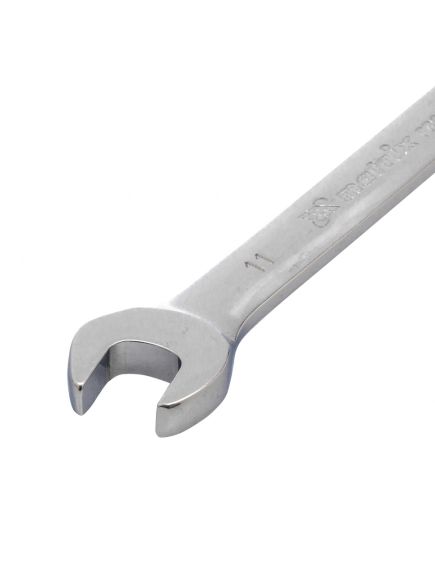 Ключ комбинированный трещоточный 11 мм шарнирный зеркальный хром MATRIX 14827, фото , изображение 2 - Метэкс