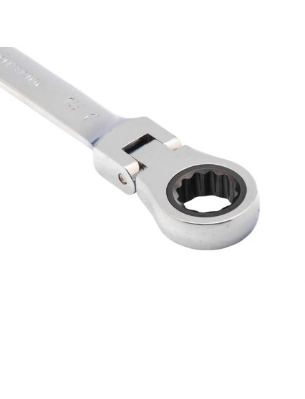 Ключ комбинированный трещоточный 15 мм шарнирный зеркальный хром MATRIX 14828, фото , изображение 3 - Метэкс