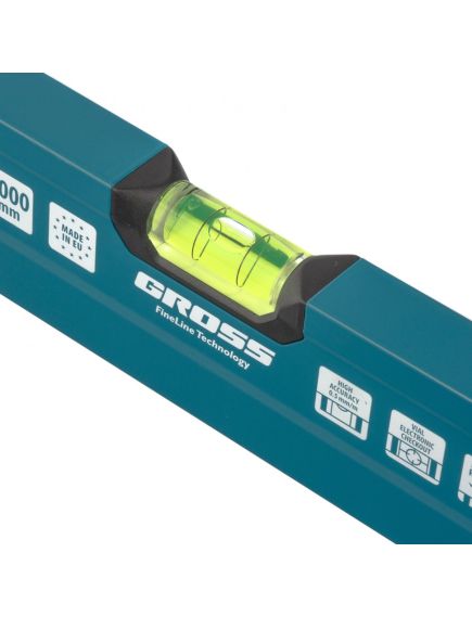 Уровень алюминиевый 1200 мм, фрезерованный, 3 глазка GROSS 34443, фото , изображение 2 - Метэкс