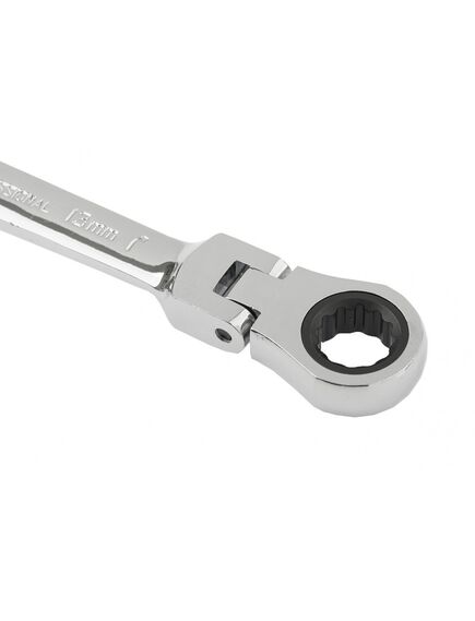 Ключ комбинированный трещоточный 13 мм шарнирный зеркальный хром MATRIX 14865, фото , изображение 3 - Метэкс