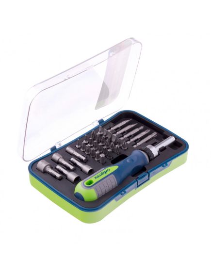 Отвертка реверсивная с набором бит 35 предметов СИБРТЕХ 13337, фото , изображение 3 - Метэкс