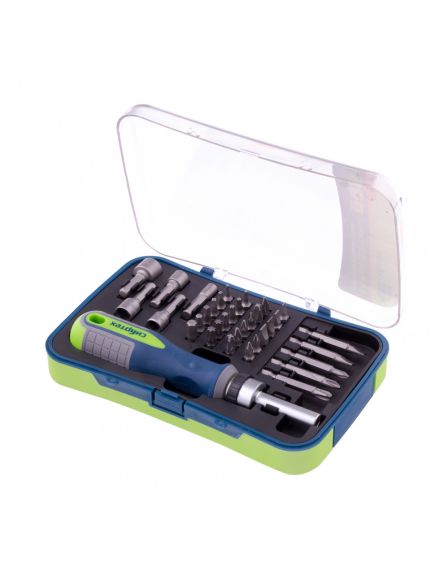 Отвертка реверсивная с набором бит 35 предметов СИБРТЕХ 13337, фото , изображение 4 - Метэкс