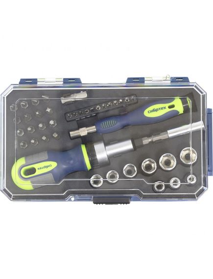 Отвертки реверсивные с набором бит 41 предмет СИБРТЕХ 13338, фото , изображение 3 - Метэкс