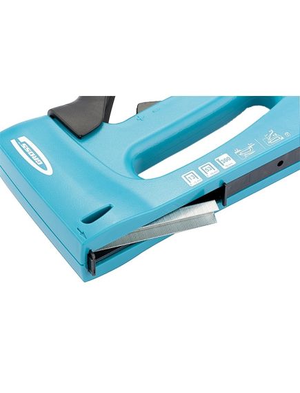 Степлер мебельный 6-16 мм тип скобы 13, 53, 300 пластиковый корпус регулировка удара GROSS 41003, фото , изображение 4 - Метэкс