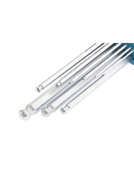 Набор ключей имбусовых 1,5-10 мм HEX S2 9 шт экстра-длинные с шаром сатинированные GROSS 16404, фото , изображение 3 - Метэкс