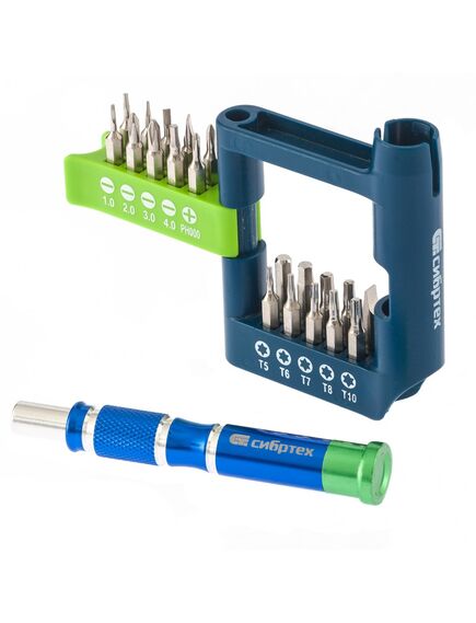 Отвертка для точных работ с набором бит 21 предмет СИБРТЕХ 13334, фото , изображение 2 - Метэкс