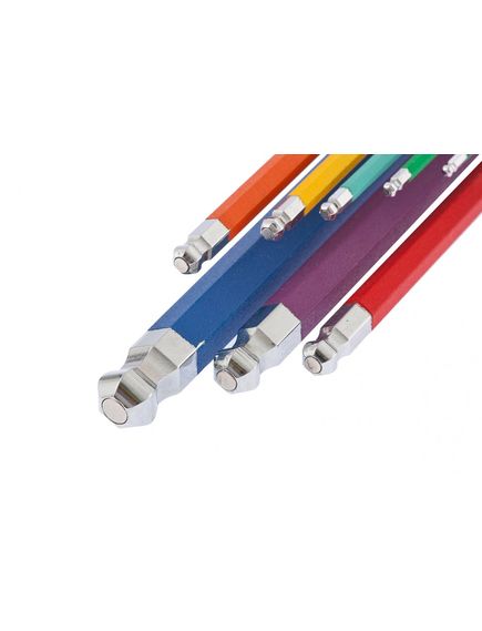 Набор ключей имбусовых 1,5-10 мм HEX S2 9 шт магнит экстра-длинные с шаром хром/краска GROSS 16400, фото , изображение 3 - Метэкс