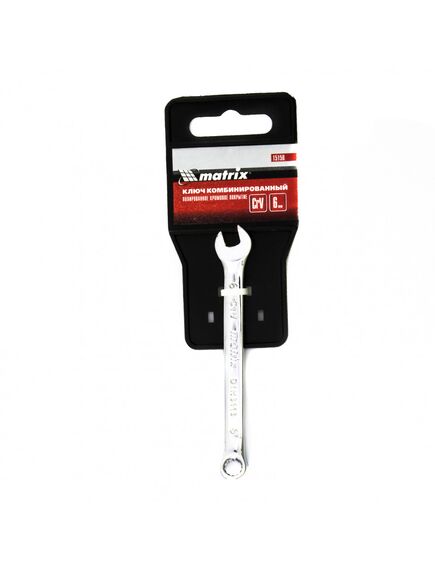Ключ комбинированный 6 мм полированный хром MATRIX 15150, фото , изображение 2 - Метэкс