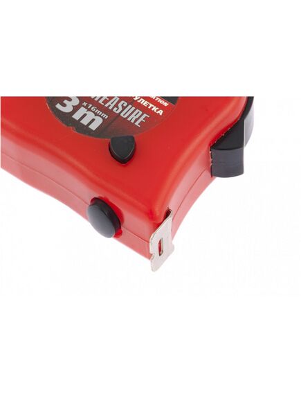 Рулетка 3 м х 16 мм Double fixation обрезиненный корпус двойная плавная фиксация MATRIX 31052, фото , изображение 2 - Метэкс