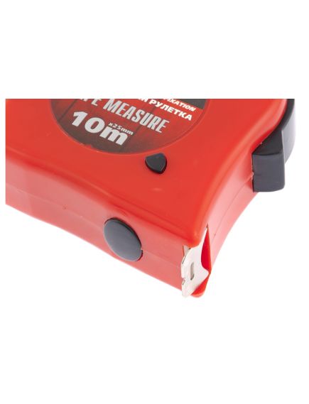 Рулетка 10 м х 25 мм Double fixation обрезиненный корпус двойная плавная фиксация MATRIX 31061, фото , изображение 4 - Метэкс