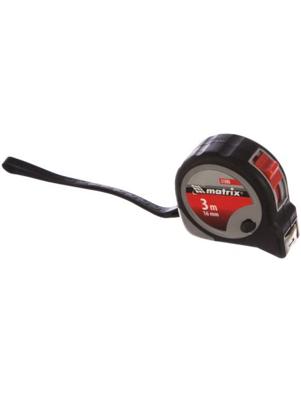 Рулетка 3 м х 16 мм Continuous fixation двухкомпонентный корпус плавная фиксация MATRIX 31086, фото , изображение 2 - Метэкс