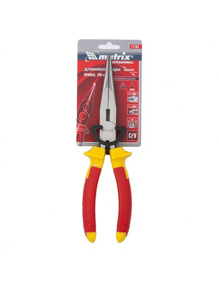 Длинногубцы 200 мм прямые Insulated двухкомпонентные рукоятки MATRIX 17103, фото , изображение 4 - Метэкс