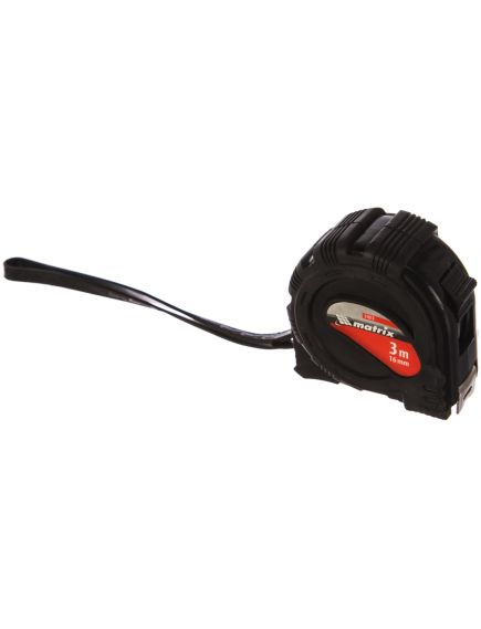 Рулетка 3 м х 16 мм Black обрезиненный корпус MATRIX 31013, фото , изображение 2 - Метэкс
