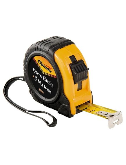 Рулетка 3 м х 16 мм Elastica обрезиненный корпус SPARTA 31311, фото , изображение 2 - Метэкс