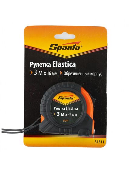 Рулетка 3 м х 16 мм Elastica обрезиненный корпус SPARTA 31311, фото , изображение 4 - Метэкс