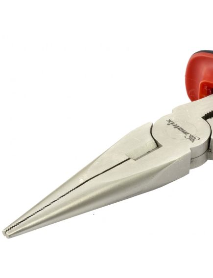 Длинногубцы 200 мм прямые Nickel никелированные двухкомпонентные рукоятки MATRIX 17168, фото , изображение 2 - Метэкс