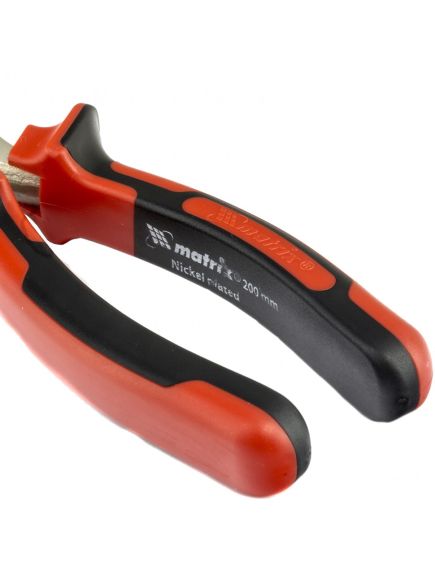 Длинногубцы 200 мм прямые Nickel никелированные двухкомпонентные рукоятки MATRIX 17168, фото , изображение 3 - Метэкс