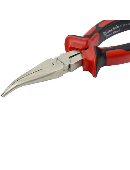 Длинногубцы 160 мм изогнутые Nickel никелированные двухкомпонентные рукоятки MATRIX 17420, фото , изображение 2 - Метэкс