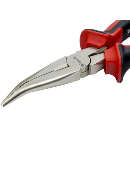 Длинногубцы 180 мм изогнутые Nickel никелированные двухкомпонентные рукоятки MATRIX 17422, фото , изображение 2 - Метэкс