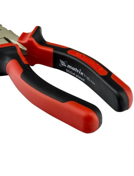 Длинногубцы 180 мм изогнутые Nickel никелированные двухкомпонентные рукоятки MATRIX 17422, фото , изображение 3 - Метэкс