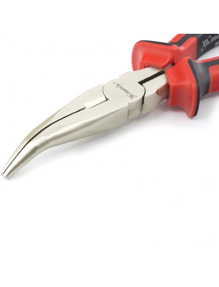 Длинногубцы 200 мм изогнутые Nickel никелированные двухкомпонентные рукоятки MATRIX 17424, фото , изображение 2 - Метэкс