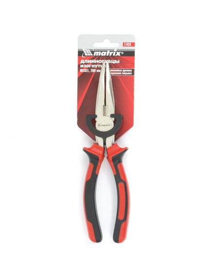Длинногубцы 200 мм изогнутые Nickel никелированные двухкомпонентные рукоятки MATRIX 17424, фото , изображение 4 - Метэкс