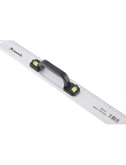 Линейка-уровень 600 мм металлическая пластмассовая ручка 2 глазка MATRIX 30573, фото , изображение 2 - Метэкс