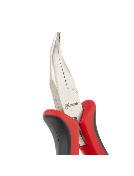 Длинногубцы 130 мм изогнутые Mini никелированные авторазжим двухкомпонентные рукоятки MATRIX 17812, фото , изображение 4 - Метэкс