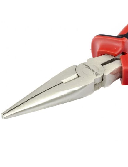 Длинногубцы 160 мм прямые Nickel никелированные двухкомпонентные рукоятки MATRIX 17164, фото , изображение 2 - Метэкс