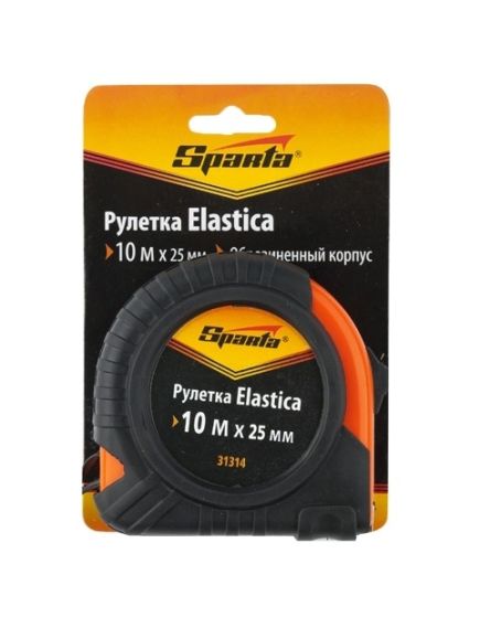 Рулетка 10 м х 25 мм Elastica обрезиненный корпус SPARTA 31314, фото , изображение 4 - Метэкс