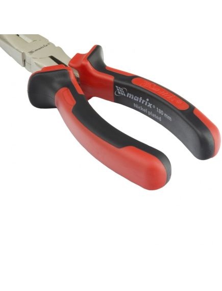 Длинногубцы 180 мм прямые Nickel никелированные двухкомпонентные рукоятки MATRIX 17166, фото , изображение 5 - Метэкс