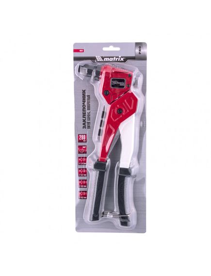 Заклепочник 290 мм литой поворотный заклепки 2,4-3,2-4,0-4,8 мм MATRIX 40547, фото , изображение 2 - Метэкс