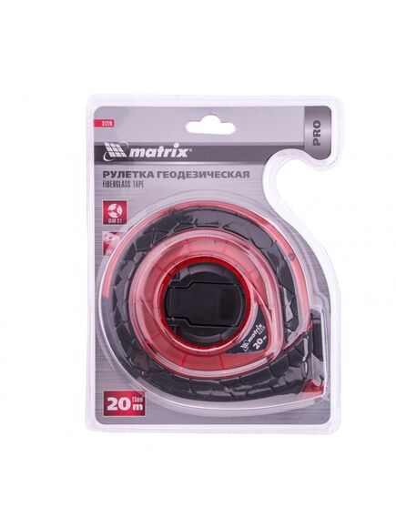 Рулетка геодезическая 20 м х 15 мм фибергласовая лента ПВХ закрытый корпус MATRIX 31270, фото , изображение 5 - Метэкс